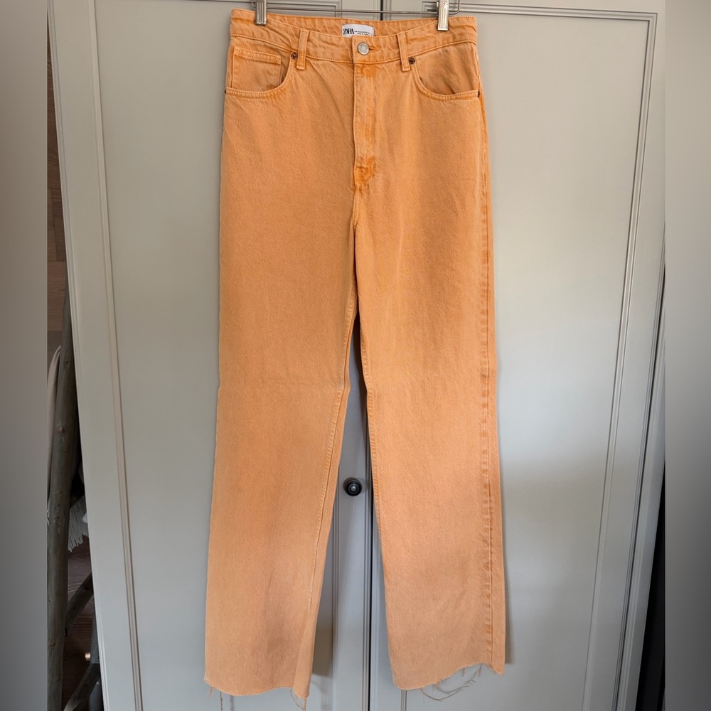 Zara Light Orange Straight Leg Jeans
